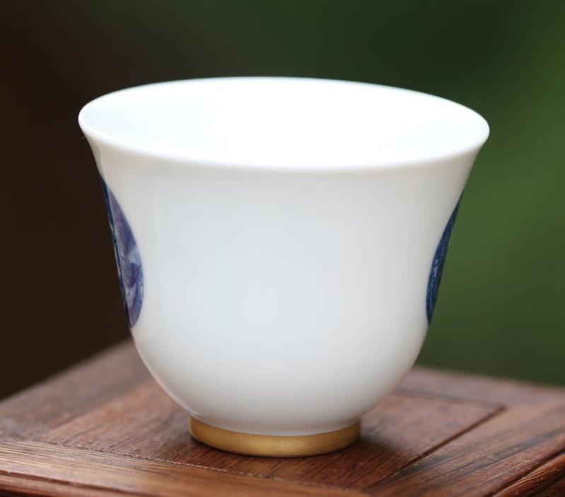 Tea Ware - Blue and White Porcelain Cup Antique Dragon Phoenix MeiMei