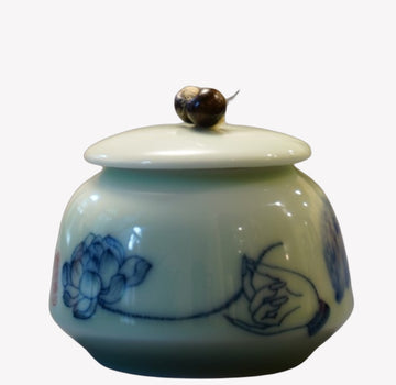 Tea Ware - Celadon Lotus Zen Canister MeiMei Fine Teas