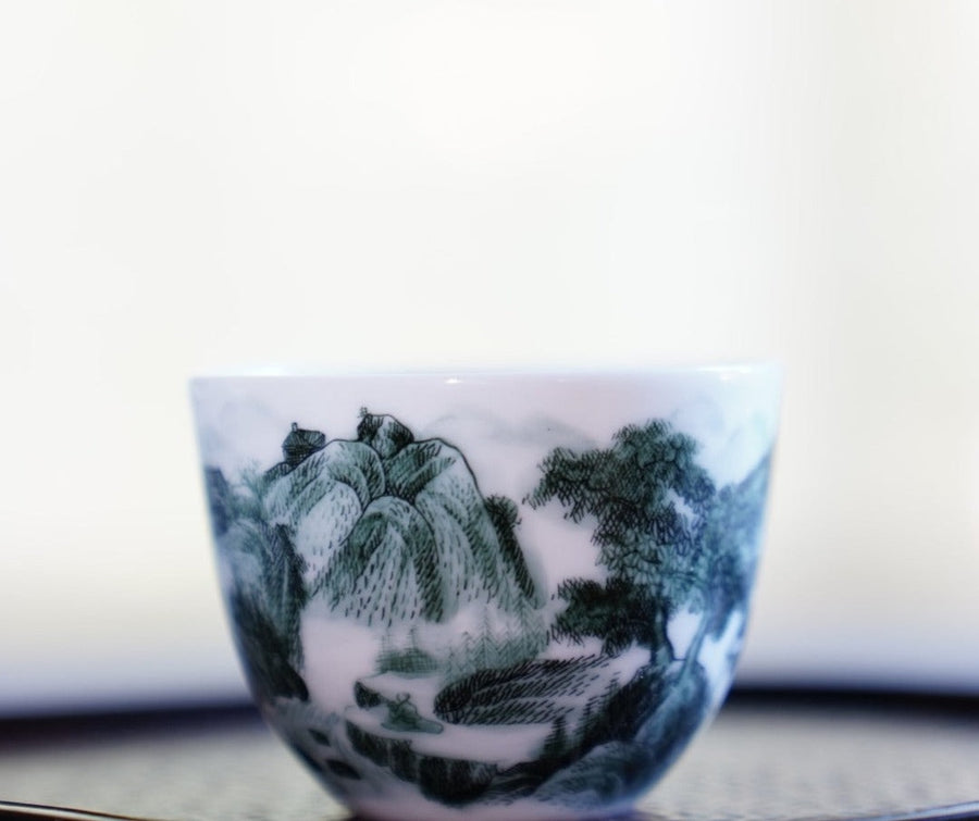 Tea Ware - Jingdezhen Artisan Deep Green Painting Porcelain Teacup