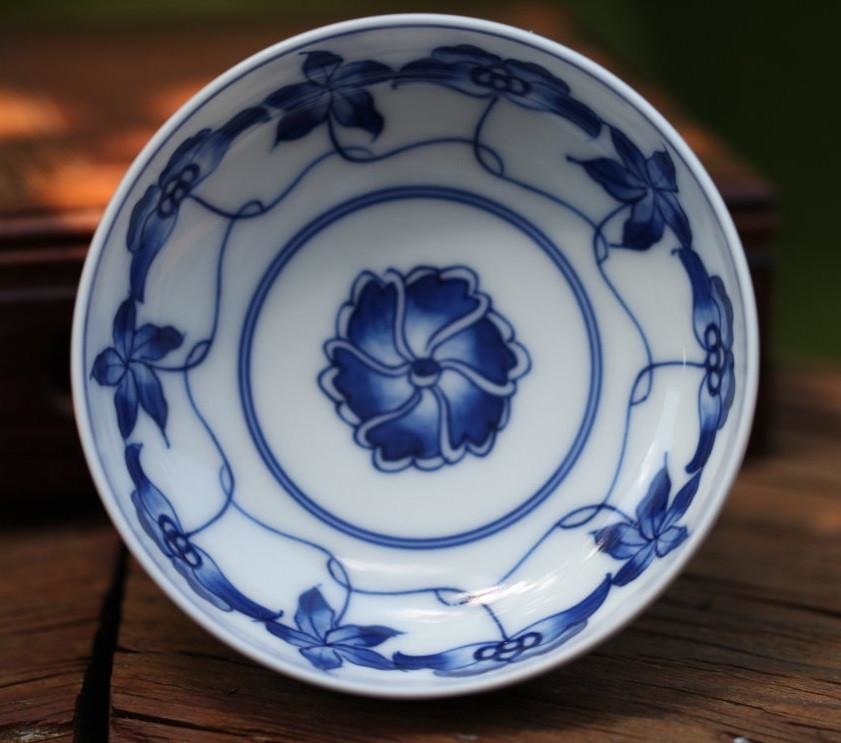 Tea Ware - Jingdezhen Blue and White Porcelain Long Stemmed Floral