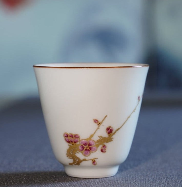 Tea Ware - Jingdezhen Gold Plated Enamel Porcelain Plum Blossom