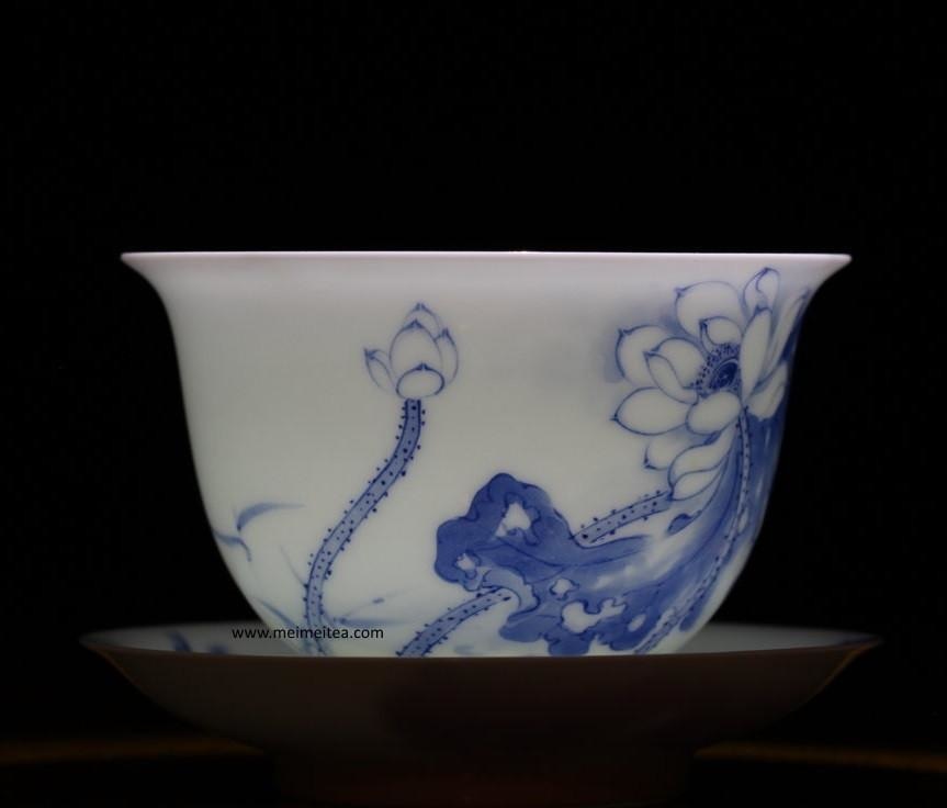 Tea Ware - Treasure Jingdezhen Blue and White Porcelain Lotus Gaiwan