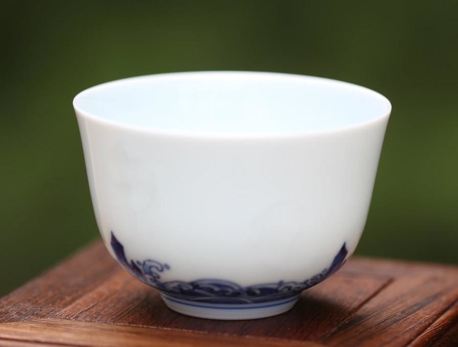 Tea Ware - Treasure Yingqing Blue and White Porcelain Teacup Relief
