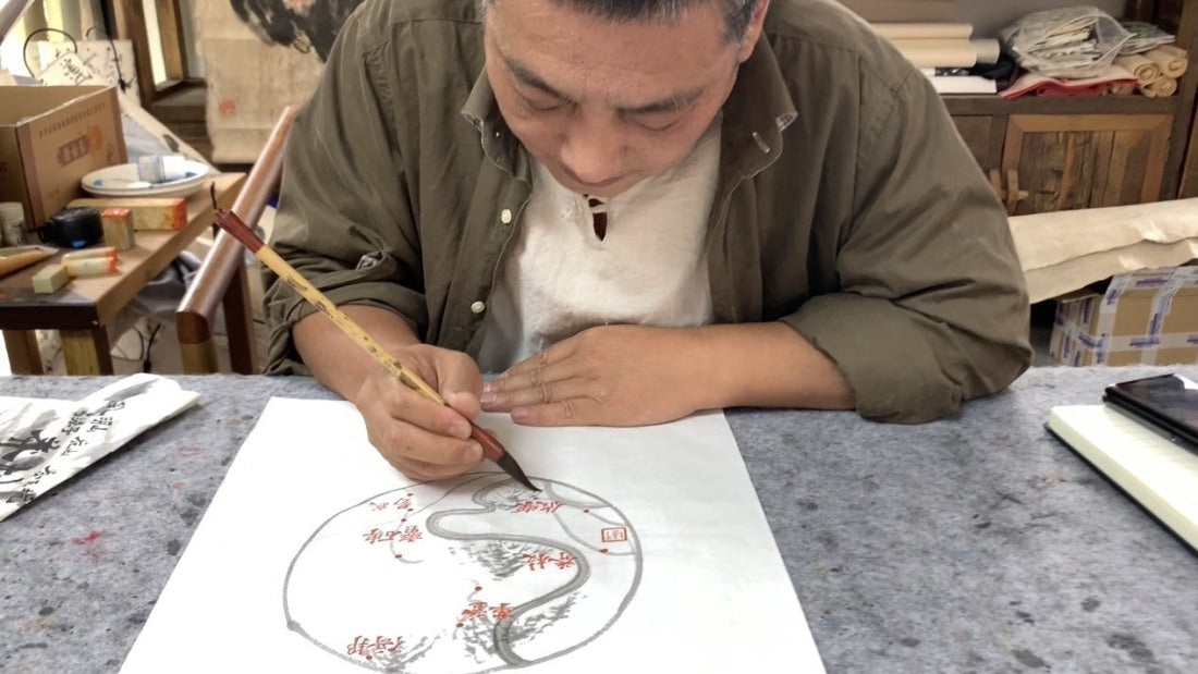 2023 Man Zhuan Mountain Peach Village Tall Ancient Tree Raw Pu-erh Tea Tao Zi Zhai Gao Gan