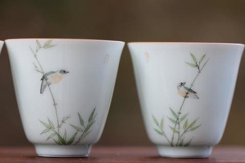 Jingdezhen porcelain tea cup bamboo bird traditional tea cup