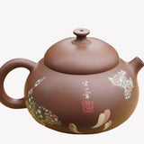 Artisan Jian Shui Clay Color Filling Flower and Butterfly Teapot