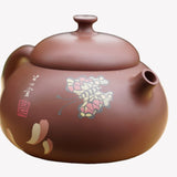 Artisan Jian Shui Clay Color Filling Flower and Butterfly Teapot