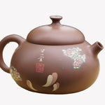 Artisan Jian Shui Clay Color Filling Flower and Butterfly Teapot