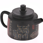 Masterpiece Jian Shui Clay Teapot Metal and Bronze Inscription Art