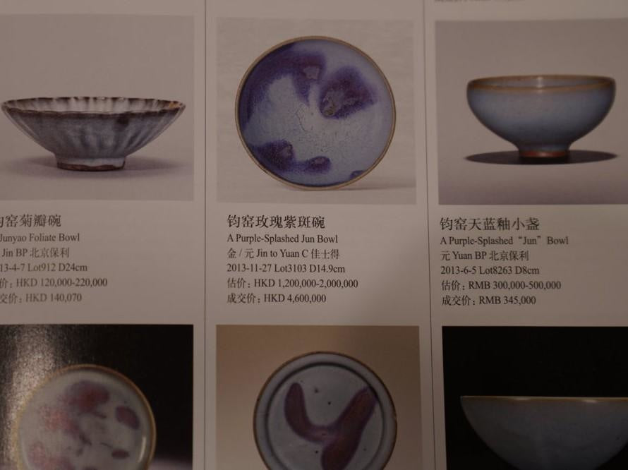 Tea Ware - 1980s Vintage Jun Porcelain Purple Splash Tea Bowl Old Kiln