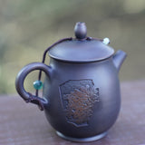 Artisan Jian Shui Purple Clay Carved Orchid Teapot