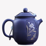 Artisan Jian Shui Purple Clay Carved Orchid Teapot