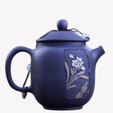Artisan Jian Shui Purple Clay Carved Orchid Teapot