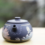 Artisan Jian Shui Purple Clay Flower Inscribed Tea Set