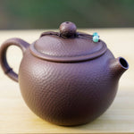 Artisan Jian Shui Purple Clay Hammered Finish with Thread Teapot