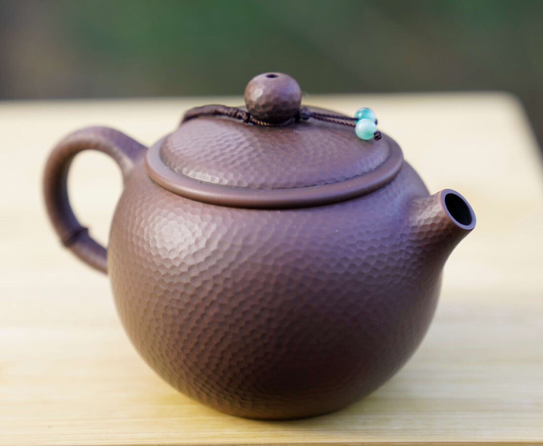 Artisan Jian Shui Purple Clay Hammered Finish with Thread Teapot
