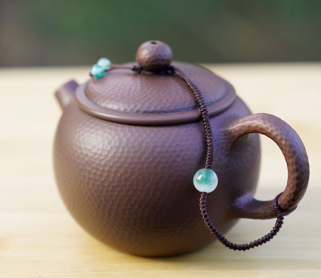 Artisan Jian Shui Purple Clay Hammered Finish with Thread Teapot
