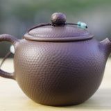 Artisan Jian Shui Purple Clay Hammered Finish with Thread Teapot