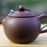 Artisan Jian Shui Purple Clay Hammered Finish with Thread Teapot