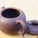 Artisan Jian Shui Purple Clay Hammered Finish with Thread Teapot