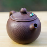Artisan Jian Shui Purple Clay Hammered Finish with Thread Teapot
