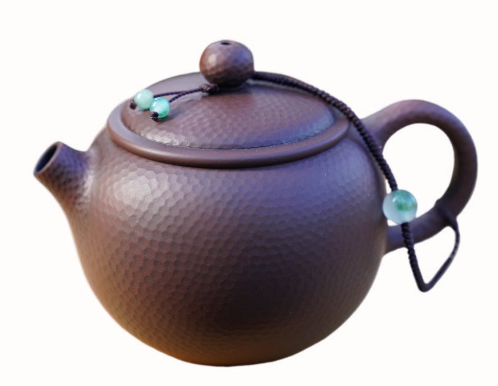 Artisan Jian Shui Purple Clay Hammered Finish with Thread Teapot