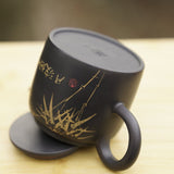 Artisan Jian Shui Purple Clay Inscribed Bamboo Teapot