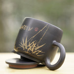 Artisan Jian Shui Purple Clay Inscribed Bamboo Teapot