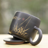 Artisan Jian Shui Purple Clay Inscribed Bamboo Teapot