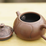 Artisan Jian Shui Purple Clay Lotus Flower Relief Teapot