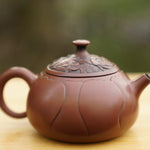 Artisan Jian Shui Purple Clay Lotus Flower Relief Teapot