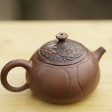 Artisan Jian Shui Purple Clay Lotus Flower Relief Teapot
