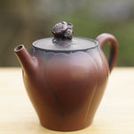 Artisan Jian Shui Purple Clay Lotus Relief and Sculpture Teapot