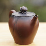 Artisan Jian Shui Purple Clay Lotus Relief and Sculpture Teapot