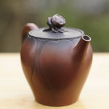 Artisan Jian Shui Purple Clay Lotus Relief and Sculpture Teapot
