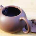 Artisan Jian Shui Purple Clay Lotus Relief Rabbit Handle Teapot