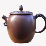 Artisan Jian Shui Purple Clay Lotus Relief Tall Teapot