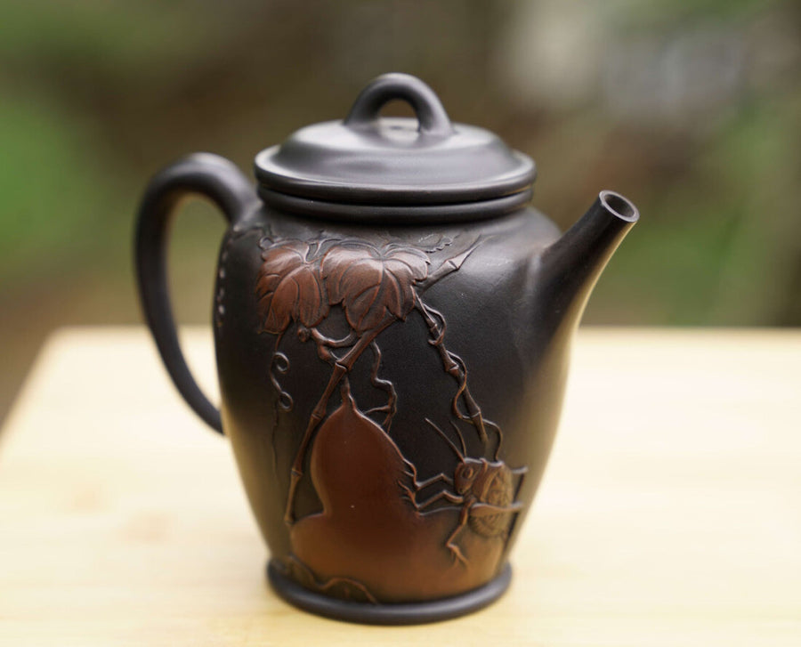 Tea Ware - Artisan Jian Shui Purple Clay Mantis and Beetle Gourd