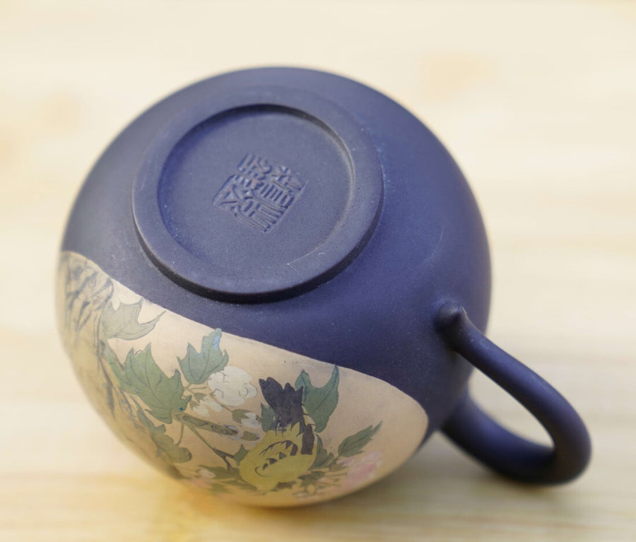 Artisan Jian Shui Purple Clay Teapot Inscribed Bird