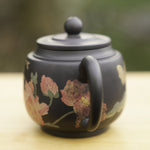 Artisan Jian Shui Purple Clay Teapot Flower and Butterfly Painted Inscribed Carving