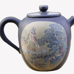 Artisan Jian Shui Purple Clay Teapot Inscribed Carving Mountainside