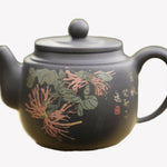 Artisan Jianshui Purple Clay Teapot Inscribed Chrysanthemum Teapot