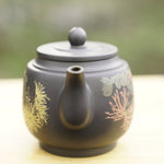 Artisan Jianshui Purple Clay Teapot Inscribed Chrysanthemum Teapot