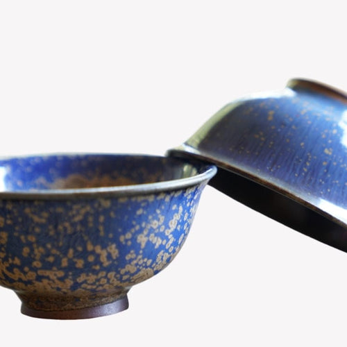 Artisan Jun Kiln Starring Blue Teacup Pair