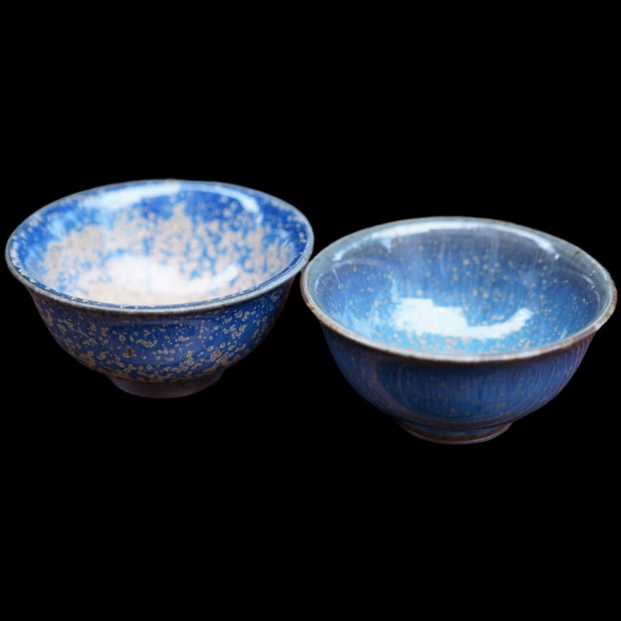 Tea Ware - Artisan Jun Kiln Starring Blue Teacup Pair MeiMei Fine Teas