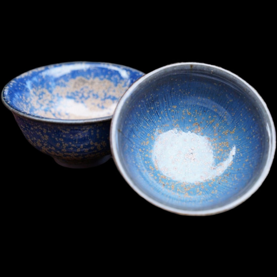 Tea Ware - Artisan Jun Kiln Starring Blue Teacup Pair MeiMei Fine Teas