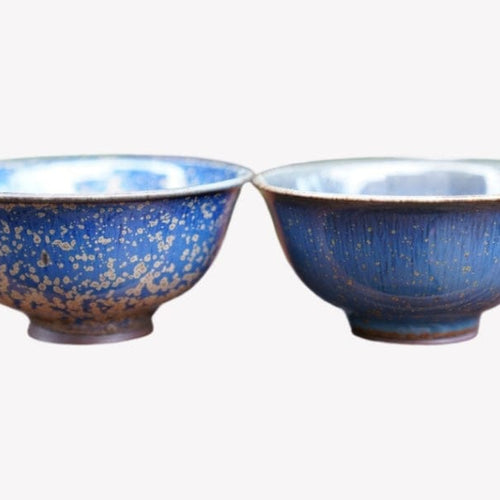 Artisan Jun Kiln Starring Blue Teacup Pair