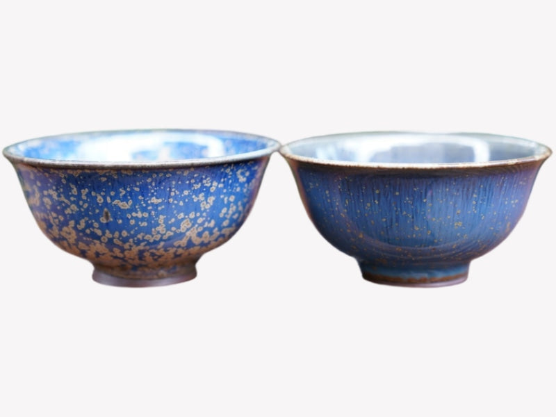 Artisan Jun Kiln Starring Blue Teacup Pair