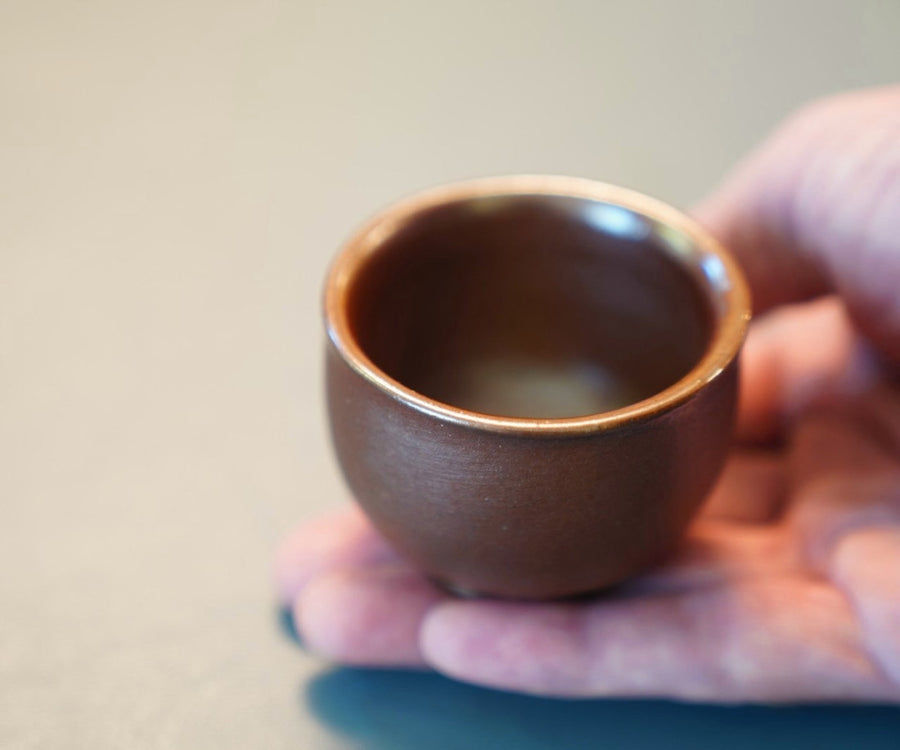 Artisan Wood-fired Purple Splash Teacup Pair