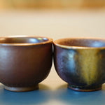 Artisan Wood fired Purple Splash Teacup Pair